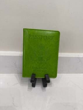 Lime Green Faux Leather RFID Blocking United States Passport Cover Holder